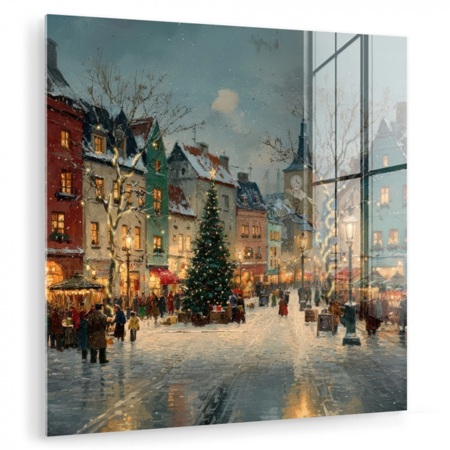 Kerstsfeer - Stadsplein - Kleurrijk plexiglas 5mm klein -zzzproduct_nieuw