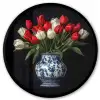 Rode - Bloemen - Tulpen - Vaas Fotolijst rond zonder passe partout klein -3d
