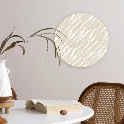 Beige - Wit - Patroon - Structuur Wandcirkel plexiglas klein 852 -sfeer4