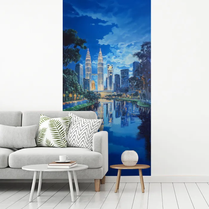 Stad Kuala Lumpur - Skyline - Wolkenkrabbers - Water fotobehang vinyl groot -woonkamer