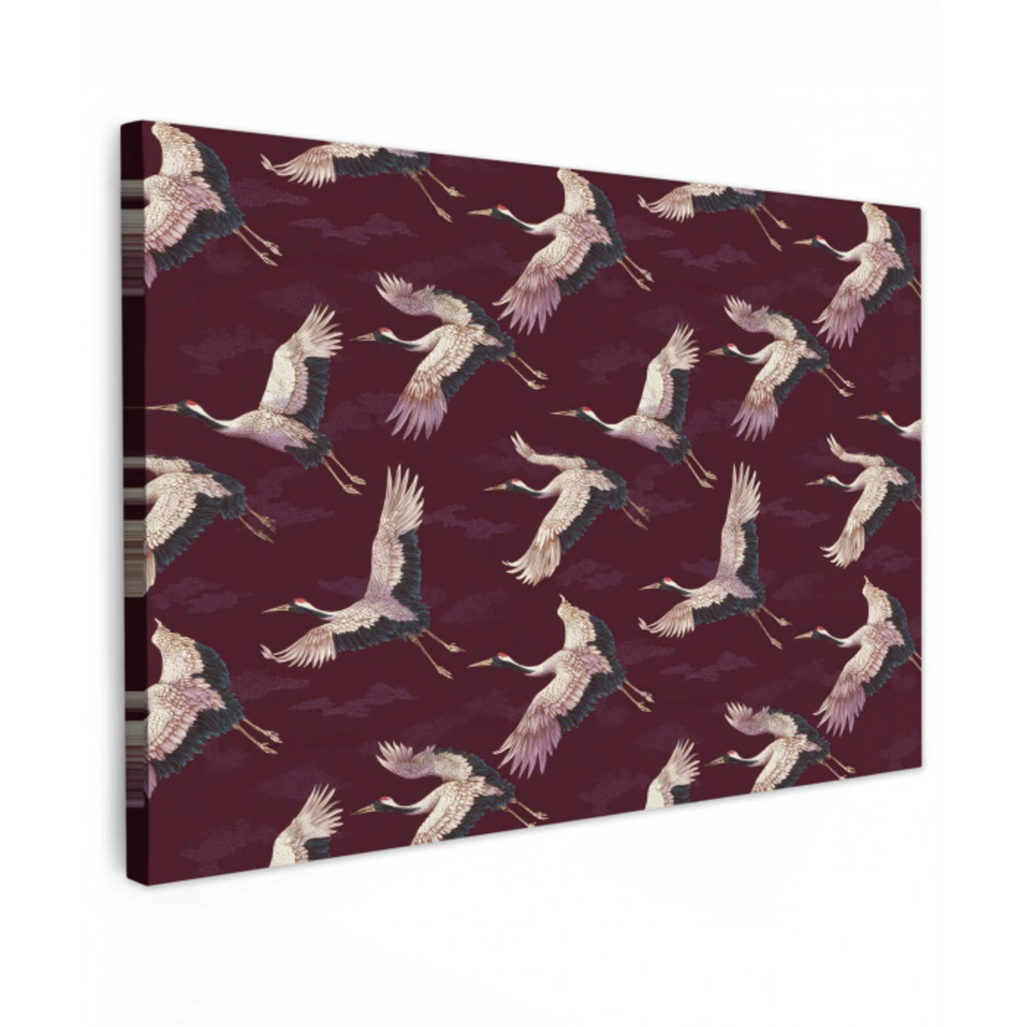 Kraanvogels - Klassiek - Bordeaux Tuinposter op houten frame 2 cm dik klein 845 -3d