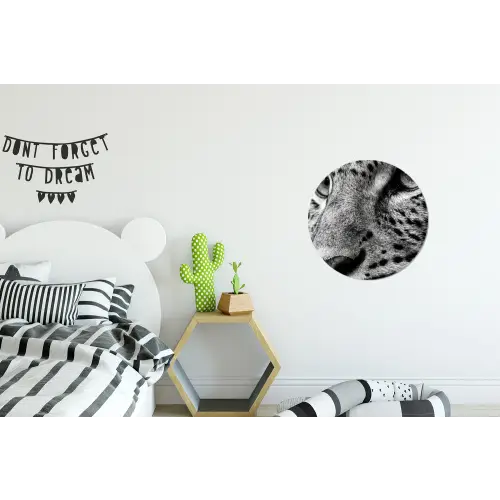 Luipaard - Zwart - Wit - Oog Wandcirkel aluminium klein -kinderkamer