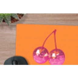 Discoballen - Kers - Spiegels - Roze muismat rubber klein -closeup