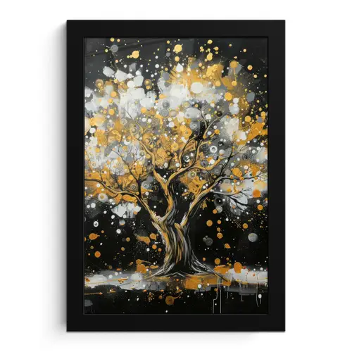 Boom - Zwart - Goud - Wit - Modern fotolijst zwart zonder passe partout klein -3d