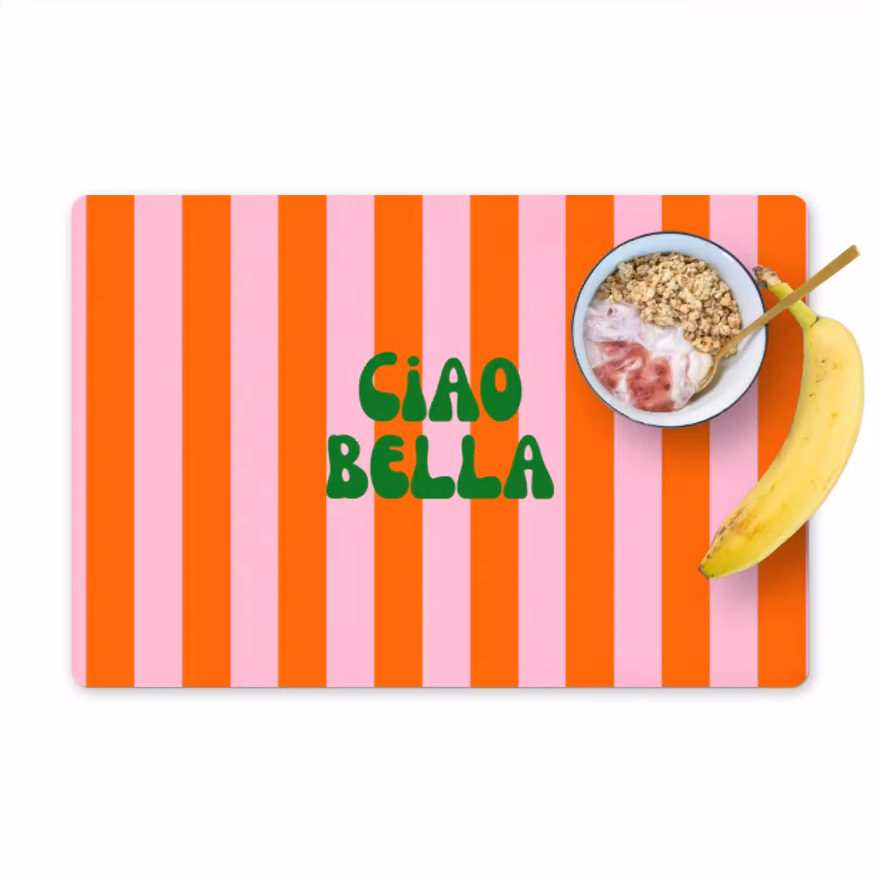 Strepen - Oranje - Verticaal - Ciao bella Placemat vinyl groot -zzzproduct_Kitchenyeah-website