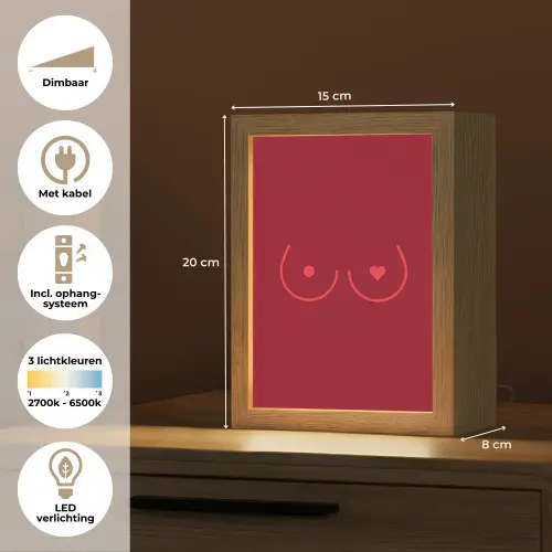 Minimalistisch - Lijnillustratie - Rood Light Box met kabel (Tafellamp) klein -USP_NL