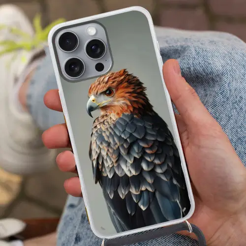 Vogel - Realistisch - Veren - Bruin Hoesje iPhone 16 Pro Max met koord klein -sfeer3