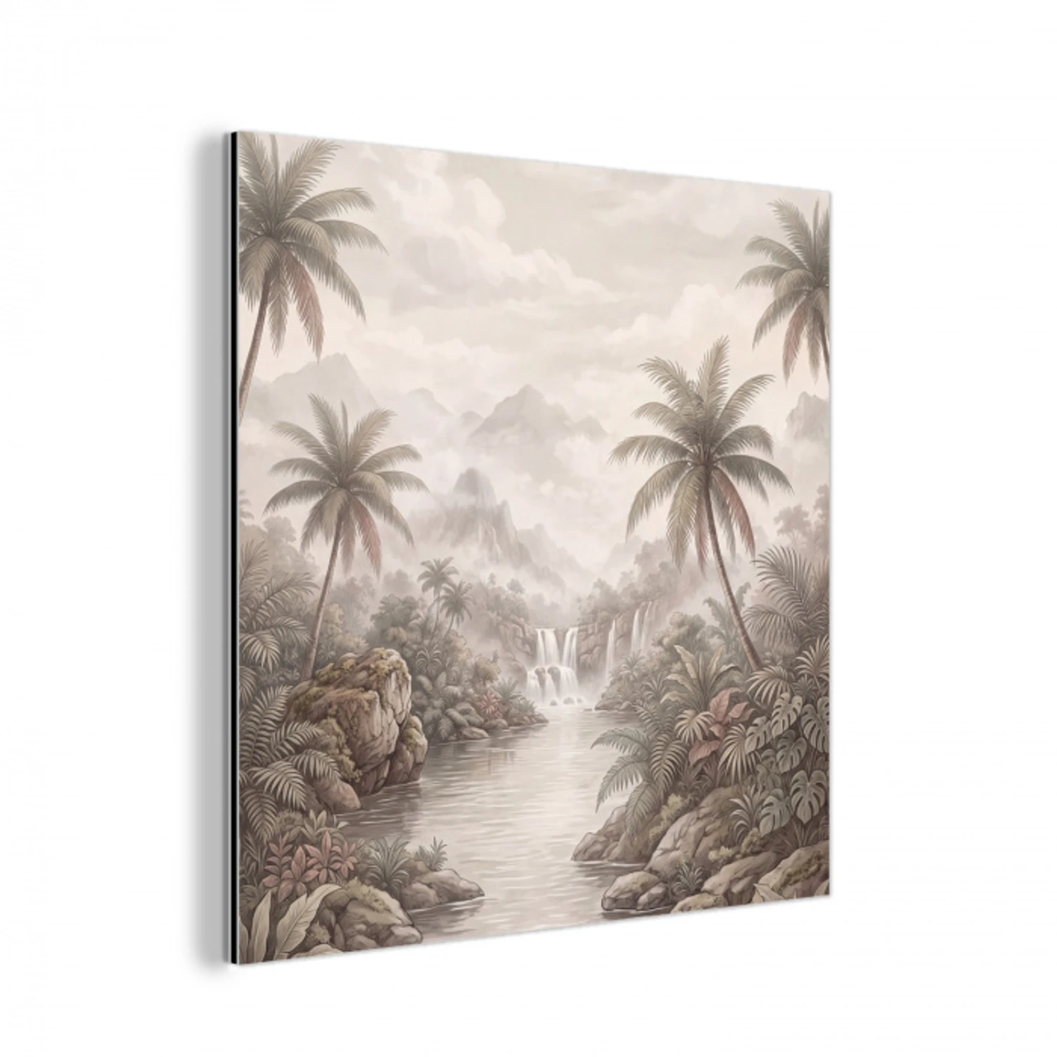 Jungle - Watervallen - Tropisch - Illustratie aluminium wit klein -3d