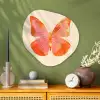 Vlinder - Minimalistisch - Roze Wandcirkel Organisch Plexiglas middel -sfeer2