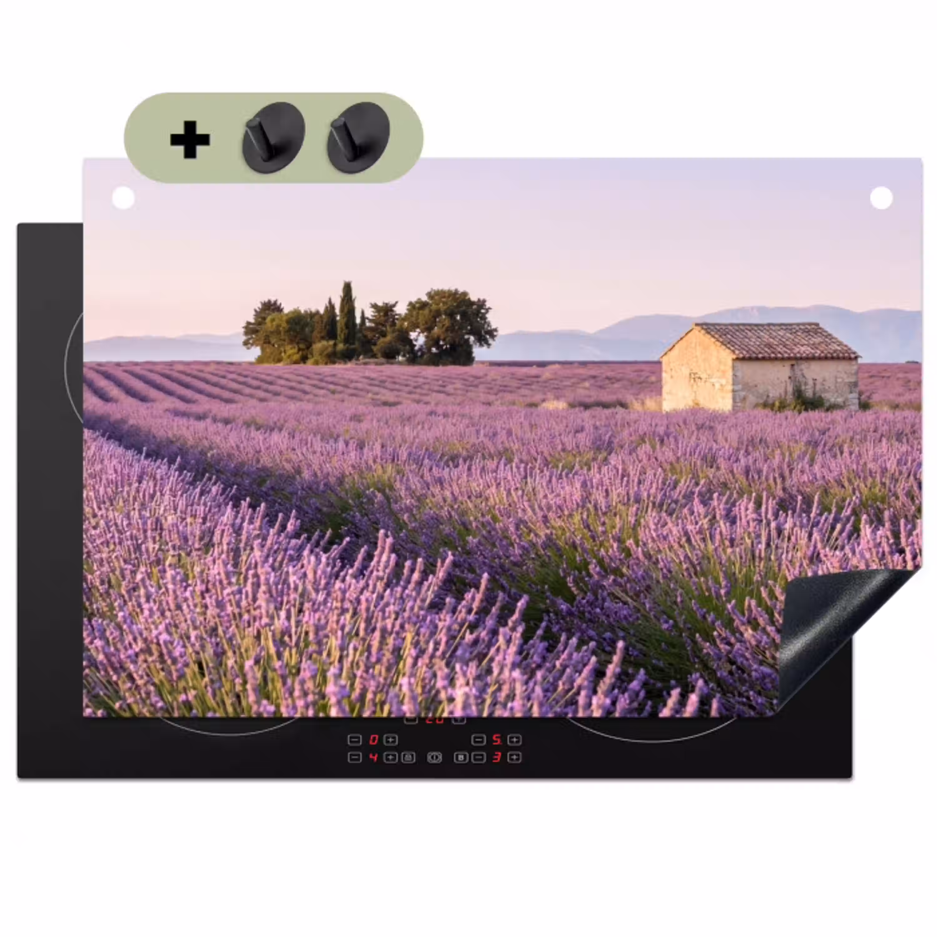 Lavendel - Landschap - Sereen - Paars Inductie beschemer met haakjes klein -3d