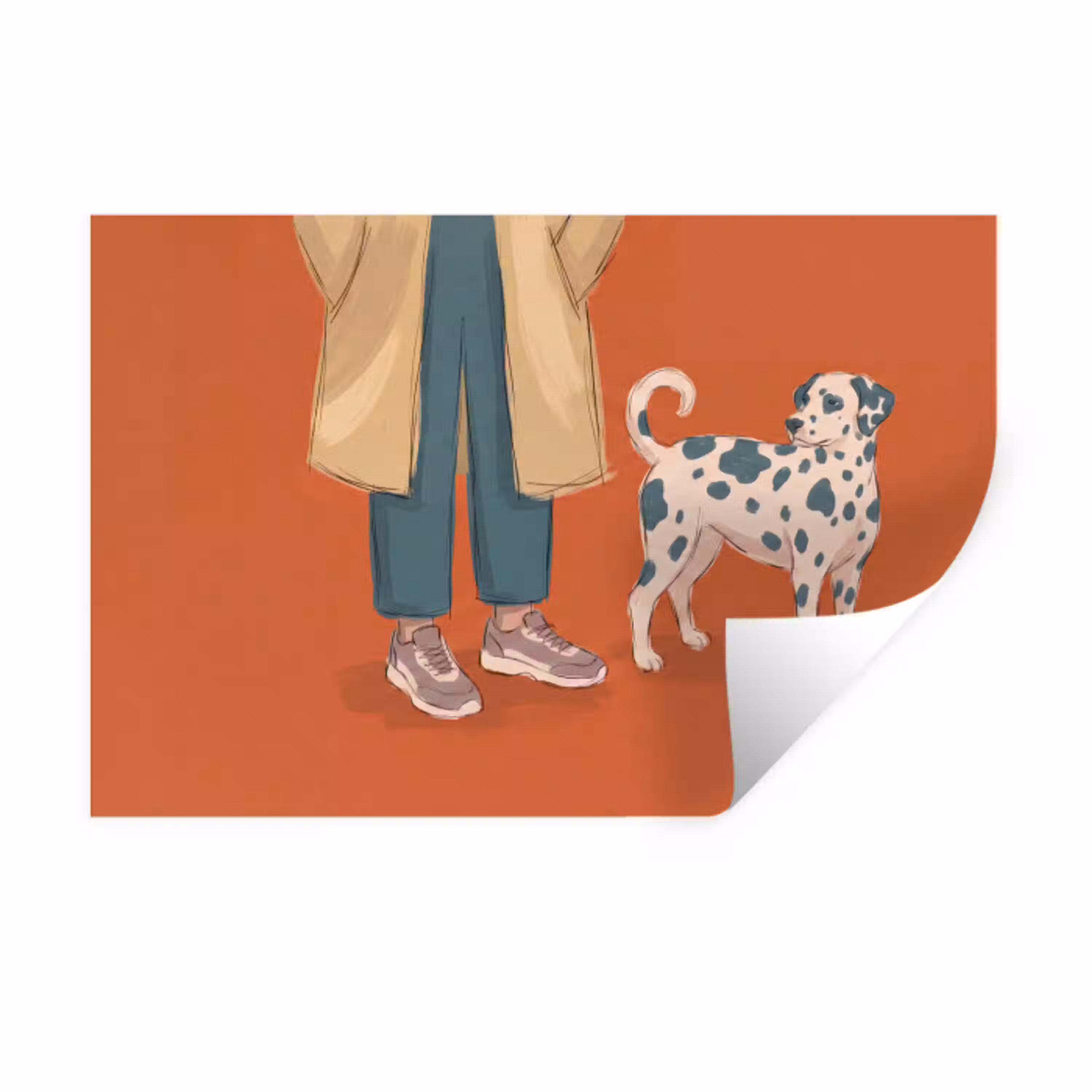 Persoon - Hond - Dieren - Illustratie - Modern Muursticker klein -3d