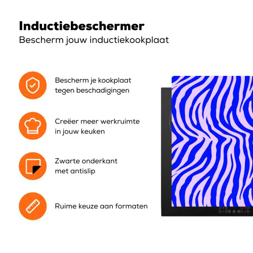 Zebra - Blauw - Paars - Pastel Inductie beschermer vinyl 3mm klein 276 -zzzzzzz-td-ups