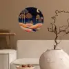Sterrenhemel - Palmen - Rivier Wandcirkel behangsticker klein -sfeer1