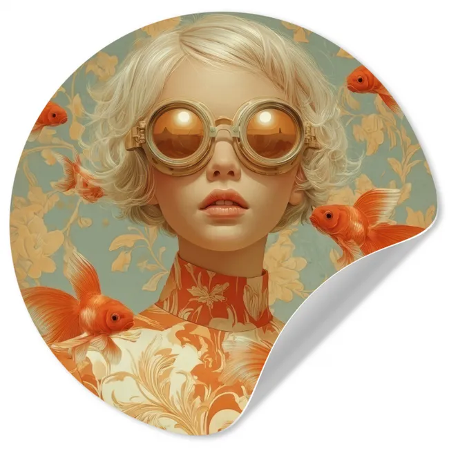 Behangcirkel - Goudvissen - Oranje - Vrouw - Blond
