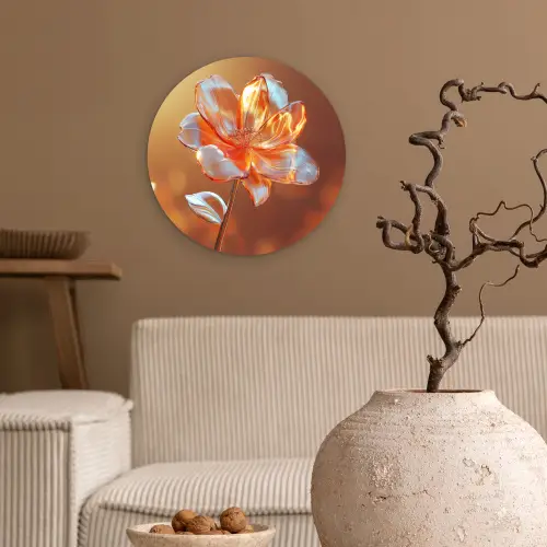 Glazen - Bloem - Zonlicht Wandcirkel kunststof plaat 5mm dik klein -sfeer1