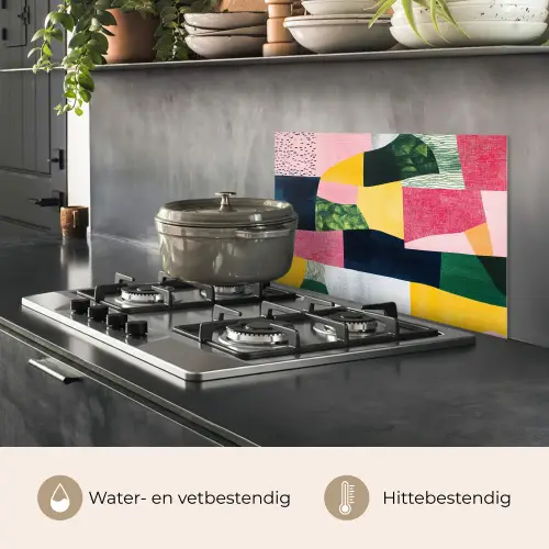 Abstract - Roze - Lappen - Vormen - Geel keuken achterwand spatscherm klein -usp_NL
