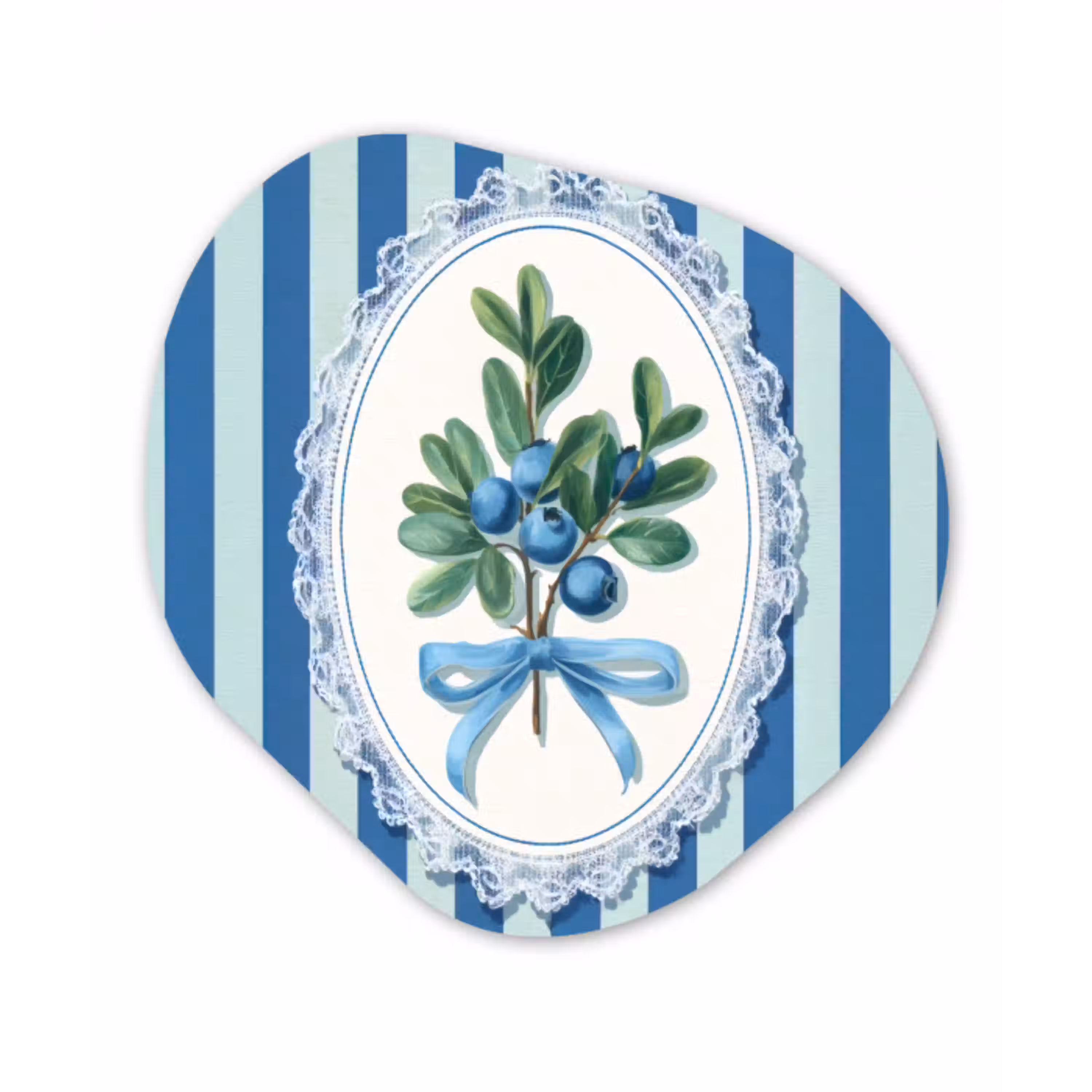 Illustratie - Bessen - Blauw - Strepen Wandcirkel Organisch Aluminium middel -3d