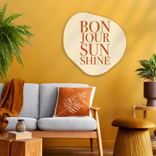 Oranje - Quote - Sun Wandcirkel Organisch Plexiglas middel -sfeer4