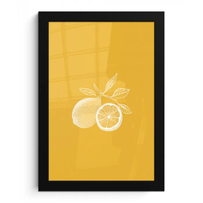 Citroenen - Illustratie - Minimalistisch - Geel fotolijst zwart zonder passe partout klein -3d