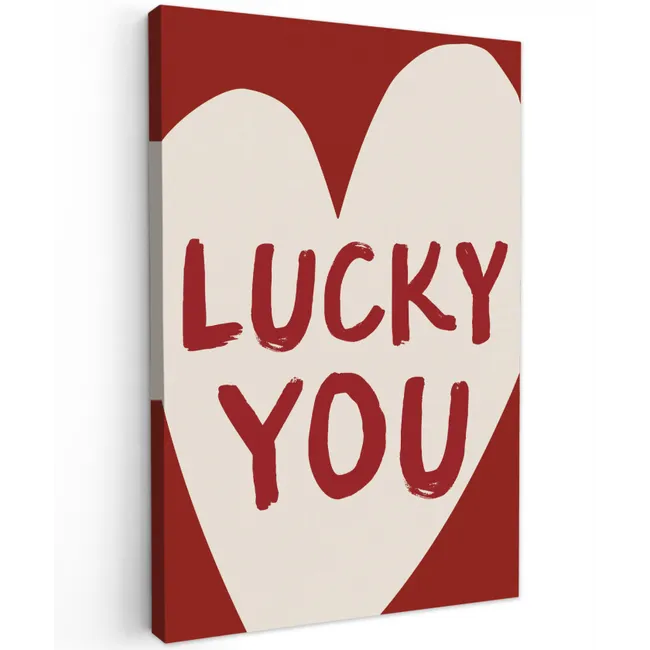 Lucky - Hart - Rood Tuinposter op houten frame 2 cm dik klein -3d
