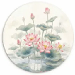 Aquarel - Lotusbloemen - Kleurrijk Wandcirkel kunststof plaat 5mm dik klein -3d