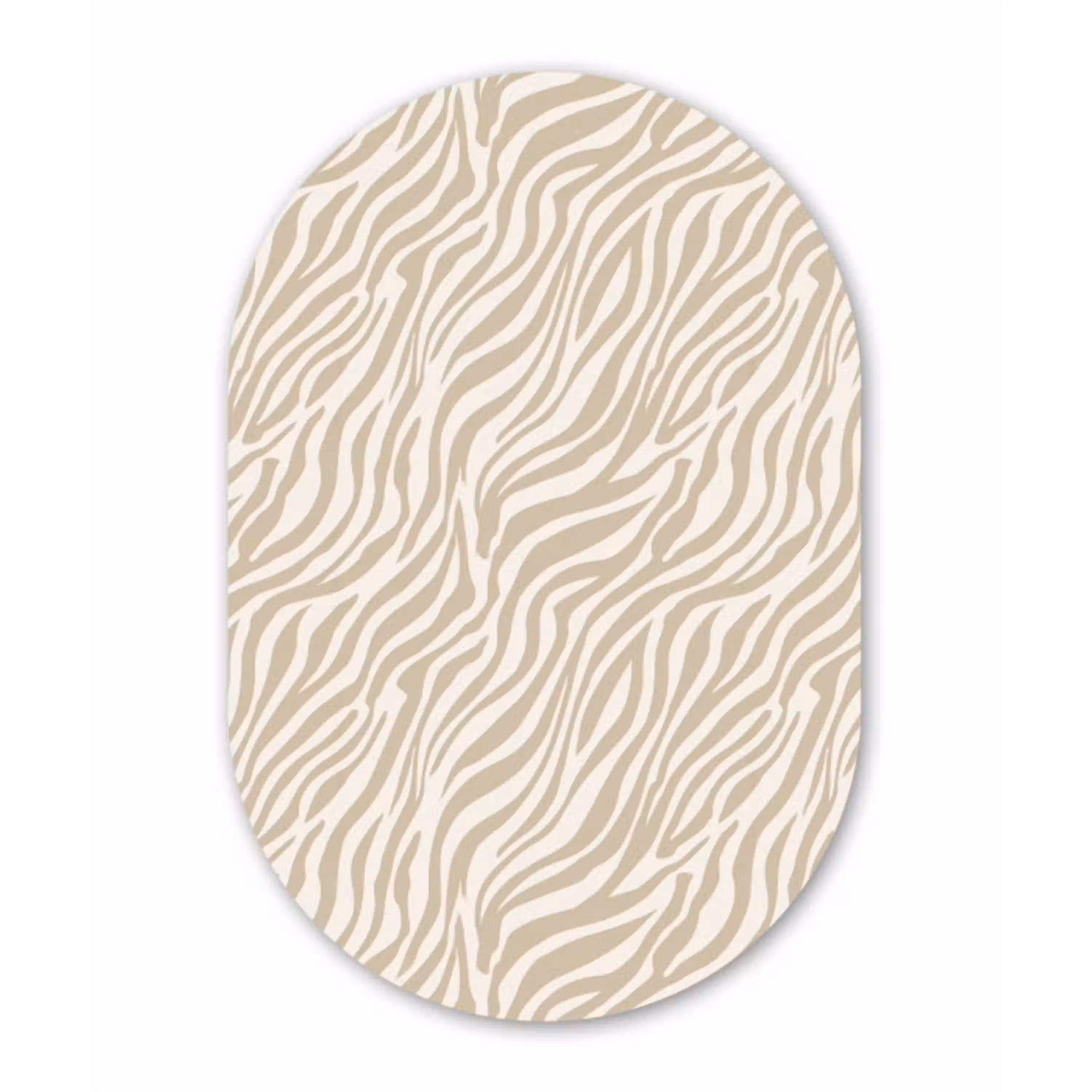 Zebra - Patroon - Beige Wandcirkel Ovaal Aluminium middel 839 -3d