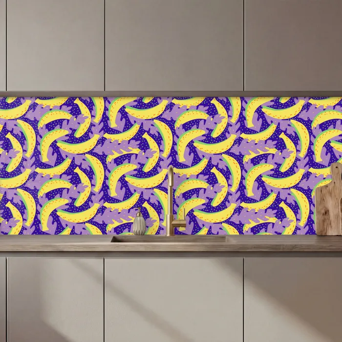 Bananen - Bladeren - Paars keuken achterwand 2 middel 871 zz_3dshopping