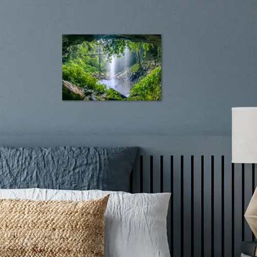 Jungle - Regenwoud - Water - Waterval - Planten poster papier klein -sfeer2