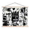 Vormen - Gezocht - Zwart - Abstract textielposter latten blank klein -3d