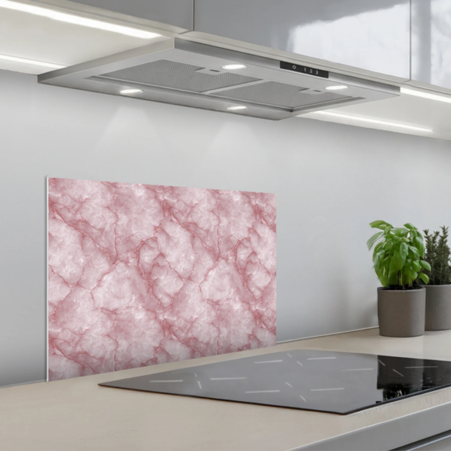 Roze - Kwartsmarmer - Aders keuken achterwand spatscherm klein 900 -3d_schuin