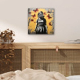 Meisje - Gasmasker - Vlinders - Graffiti aluminium wit klein -sfeer3