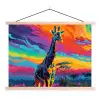 Giraffe - Savanna - Lucht - Gekleurd textielposter latten blank klein -3d