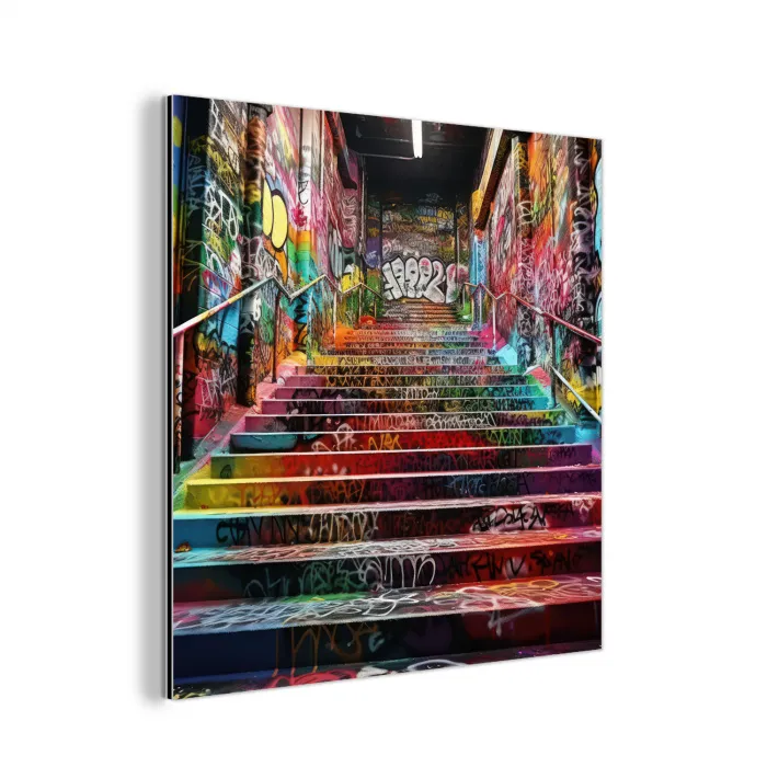 Trap - Graffiti - Kleuren - Kunst aluminium wit klein -3d