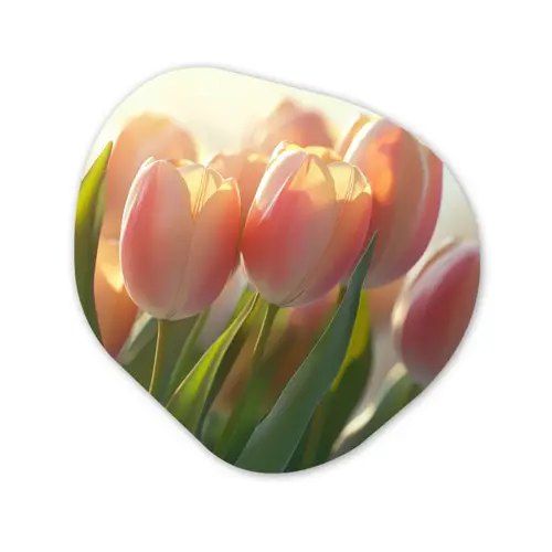 Tulpen - Roze - Zonnestralen Wandcirkel Organisch Plexiglas middel -3d