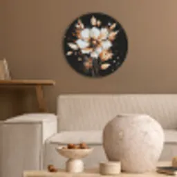 Bloem - Verf - Goud - Graffiti - Modern Akoestische PET Vilt - Rond klein -sfeer1