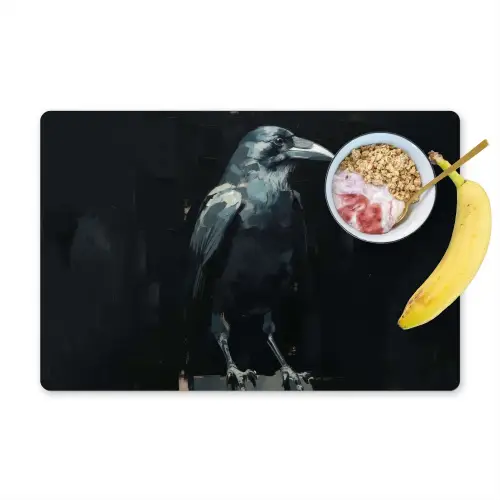 Raaf - Vogels - Zwart Placemat vinyl groot -zzzproduct_Kitchenyeah-website