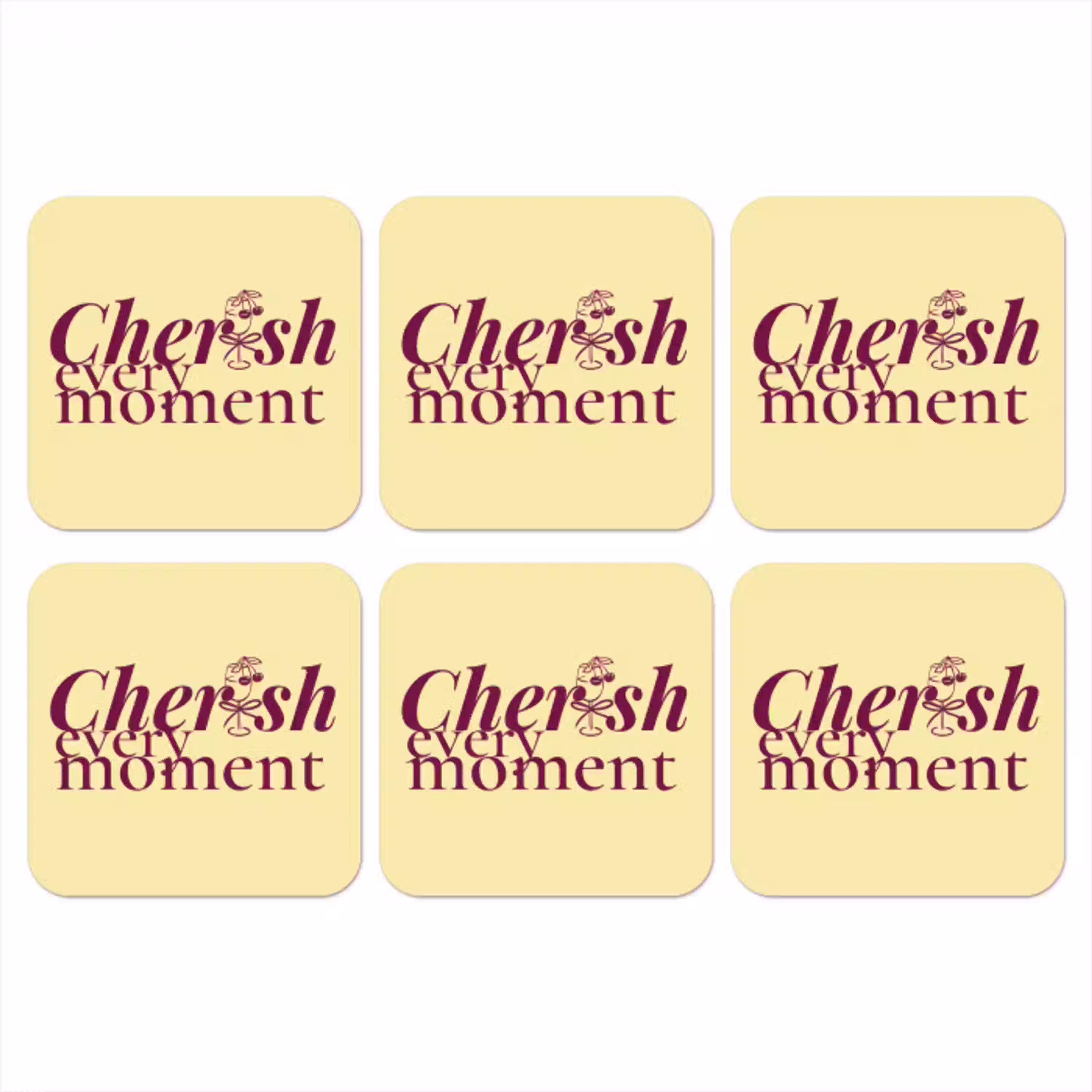 Cherish every moment - Cocktailglas - Geel onderzetter kurk middel -3d