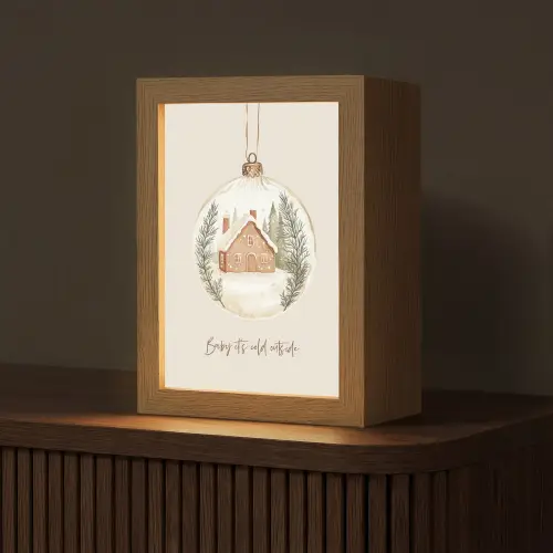 Quote - Winter - Kerst - Beige - Kerstbal Light Box met kabel (Tafellamp) klein -z3d_website