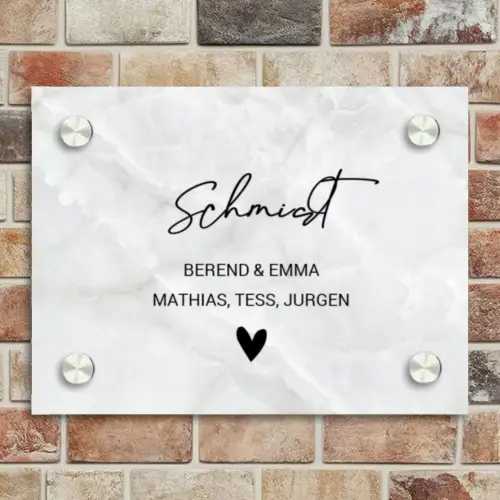 Lichtgrijs marmer - Sierlijk Naambord Rechthoek middel -sfeer3