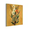Bladeren - Boeket - Bloemen - Geel aluminium wit klein -3d