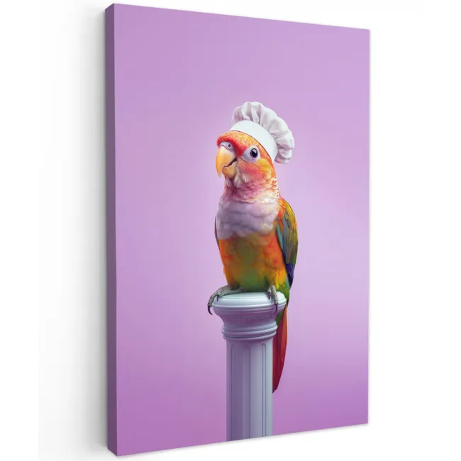 Papegaai - Koksmuts - Pilaar - Vogel Tuinposter op houten frame 2 cm dik klein -3d