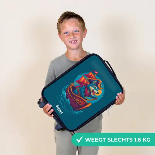 Piraten wasbeer op een boot Kinderkoffer - Zwart klein -sfeer4_NL