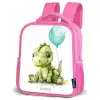Dino met blauwe ballon Kinderrugzak - Roze middel -schuin