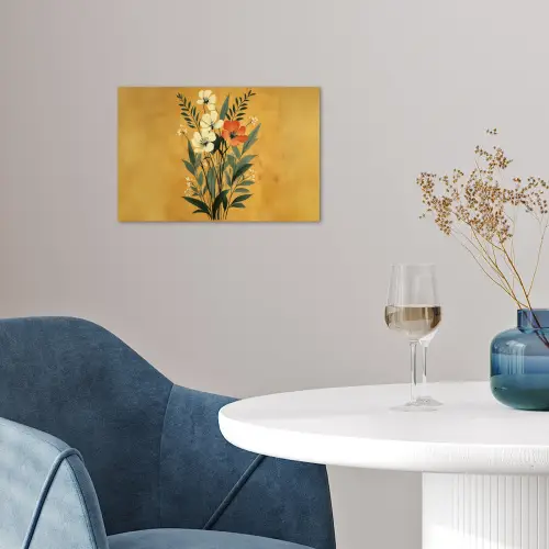 Bladeren - Boeket - Bloemen - Geel poster papier klein -sfeer3