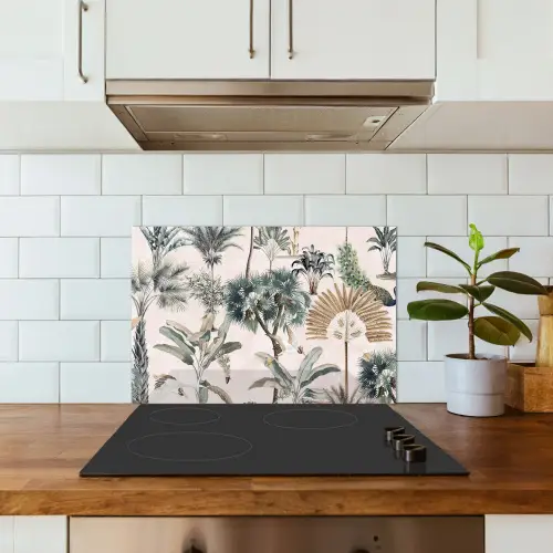 Bladeren - Monstera - Jungle - Tropical keuken achterwand spatscherm klein -sfeer2