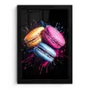 Macarons - Dessert - Graffiti - Kleurrijk - Roze - Blauw - Geel fotolijst zwart zonder passe partout klein -3d