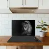 Leeuw - Ogen - Oranje - Zwart wit - Dieren - Portret keuken achterwand spatscherm klein -sfeer2