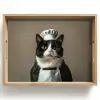 Kat - Kokskleding - Zwart - Wit Dienblad Rechthoek middel -z3d_shopping
