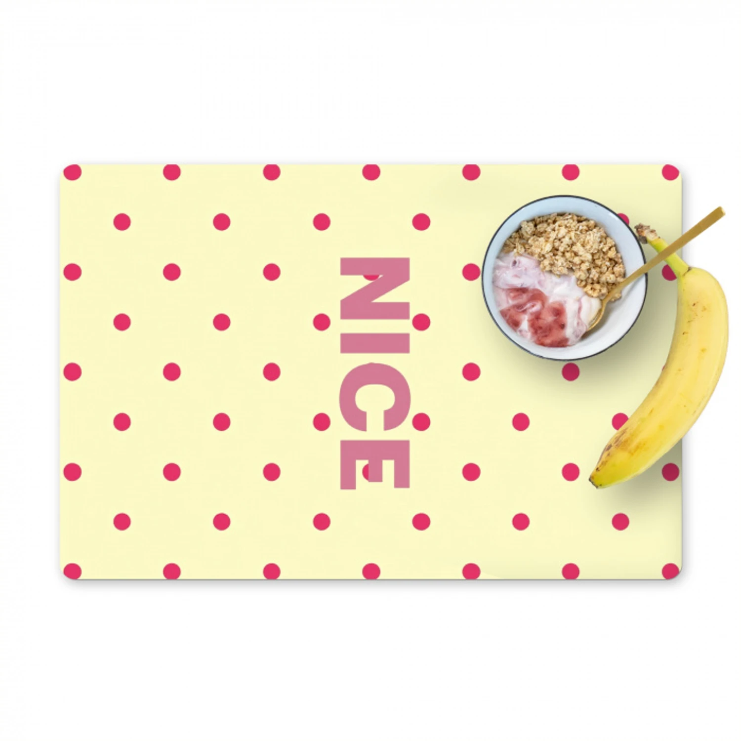 Nice - Stippen - Roze - Geel Placemat vinyl groot -zzzproduct_Kitchenyeah-website