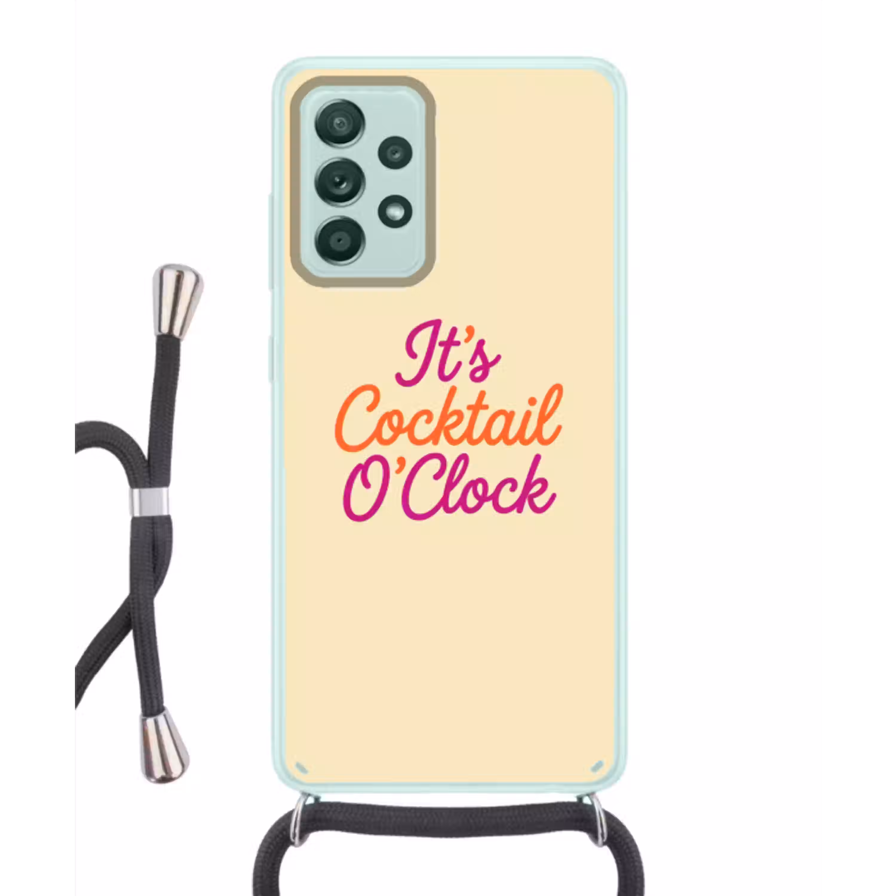 Cocktail O'Clock - Geel - Retro Hoesje Samsung Galaxy A52 met koord klein -3d